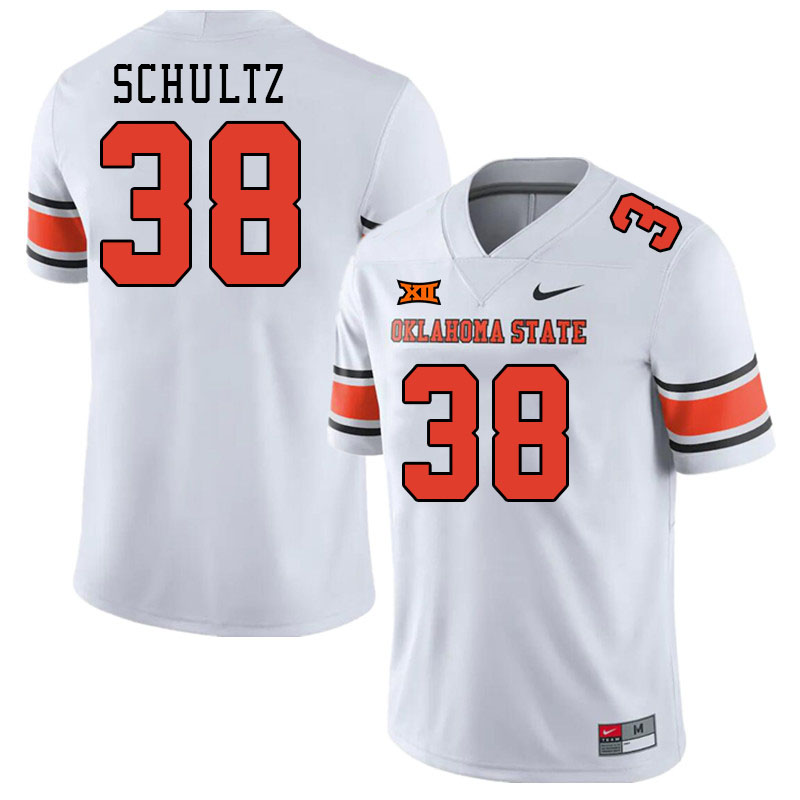 Men #38 Jake Schultz Oklahoma State Cowboys College Football Jerseys Stitched-White - Click Image to Close